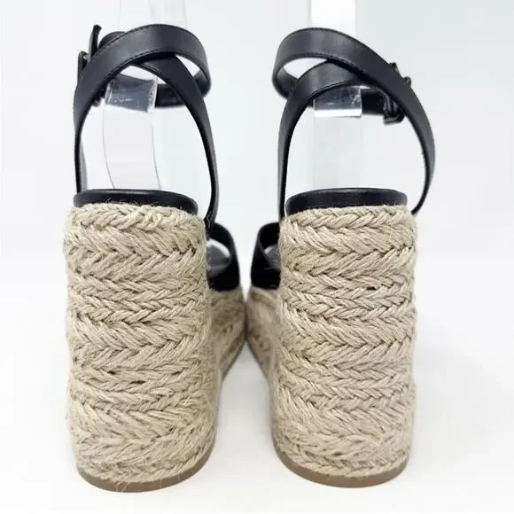 Christian Louboutin Mariza Zeppa Black Leather Wedge Sandals Size 38 - Picture 5 of 11